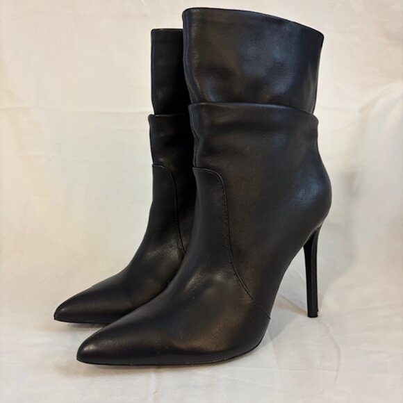 Steve Madden Monarch Black Leather Slouchy Stiletto Ankle Booties Womens Size 9M - Picture 3 of 12